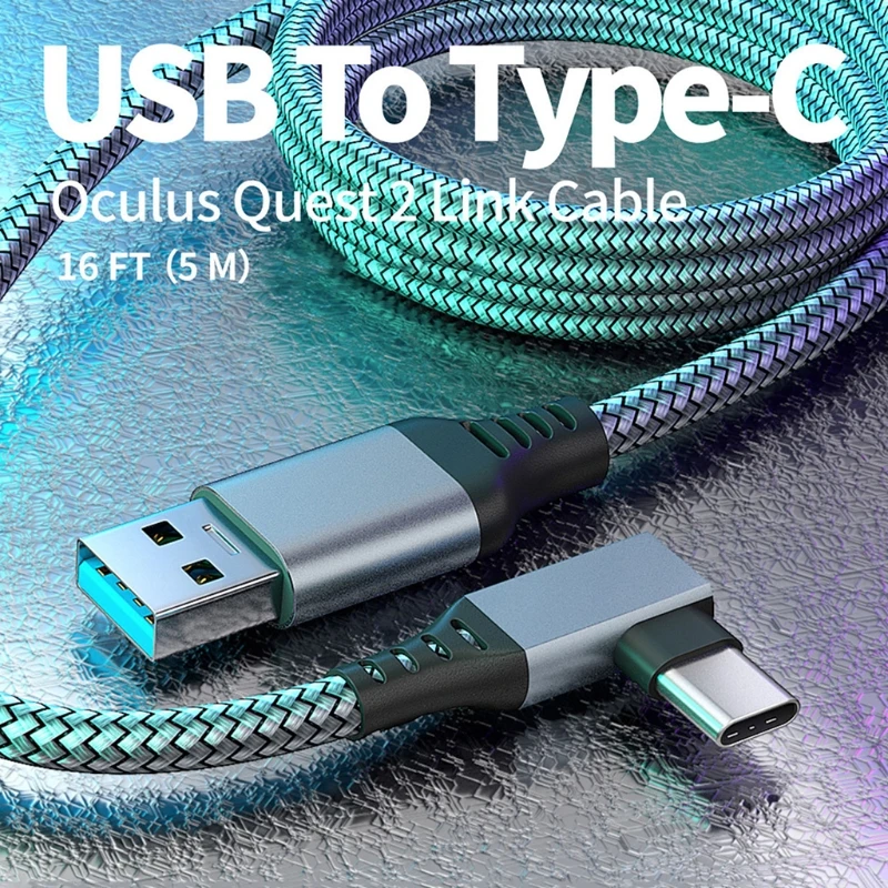 

H7JF для oculus Quest 2 Type- C Link USB- C паровой VR кабель для передачи данных 5 м/16 футов кабель для передачи данных Быстрая зарядка