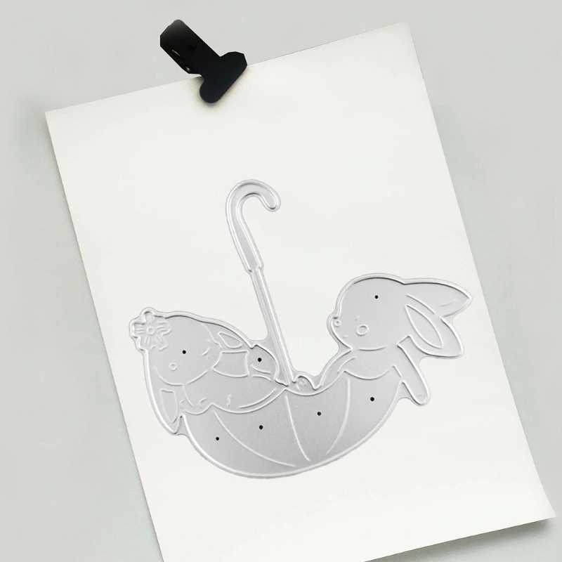 Металлические Вырубные штампы Umbrella Bunny Трафаретный Скрапбукинг DIY штамп для