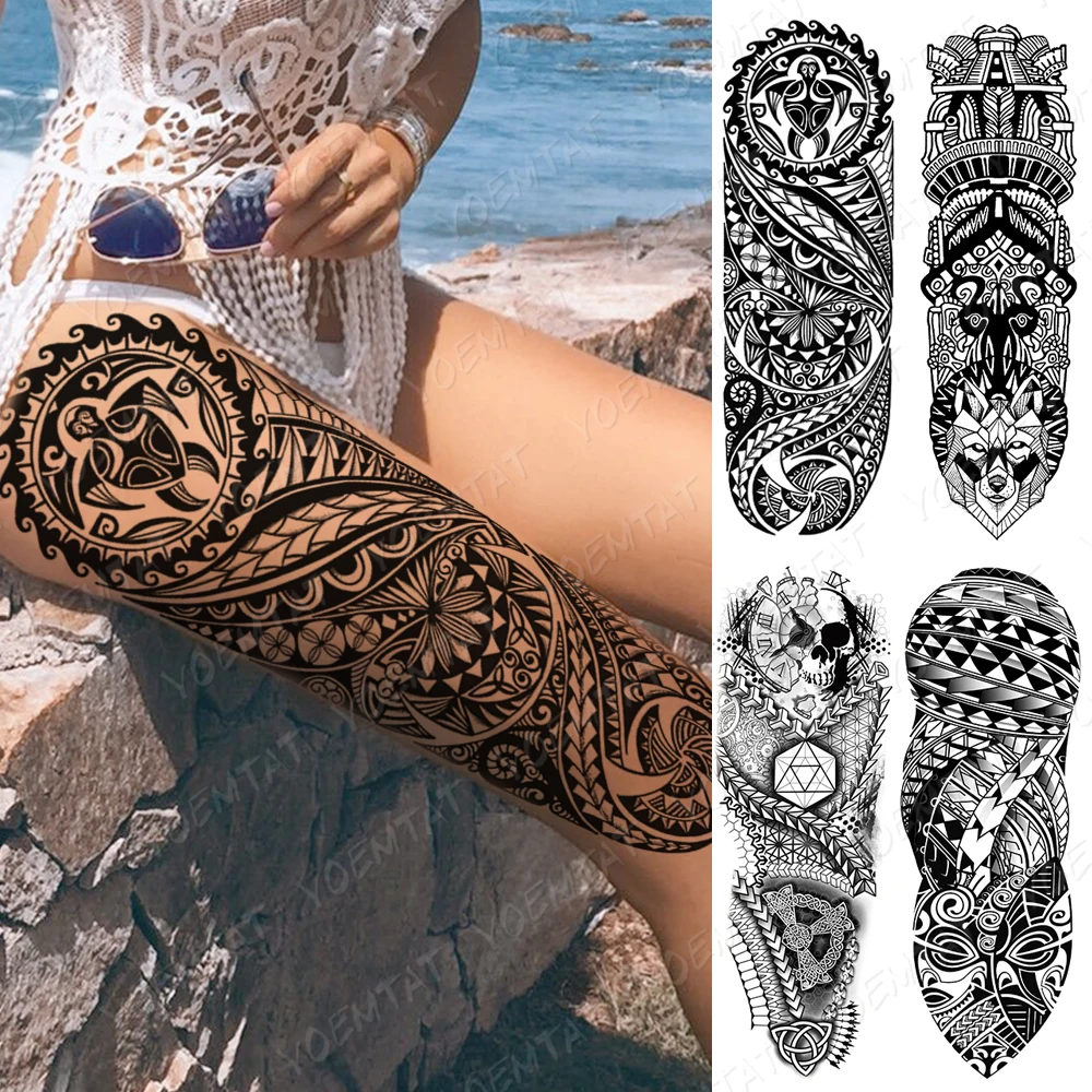 Waterproof Temporary Full Arm Tattoo Sticker Maori Totem Skull Tribal Adult Flash Tattoos Female Body Art Fake Sleeve Tatto Male 
Waterproof Temporary Full Arm Tattoo Sticker Maori Totem Skull Tribal Adult Flash Tattoos Female Body Art Fake Sleeve Tatto Male