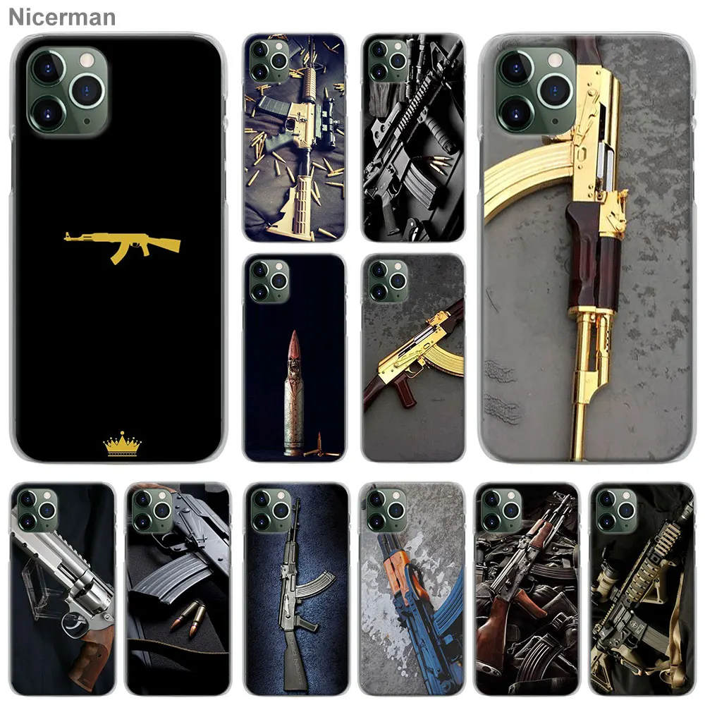 AK47 пистолет пули телефонные чехлы для Apple iPhone 11 12 Pro Max X XR XS MAX SE 2020 7 8 6 6s Plus жесткий
