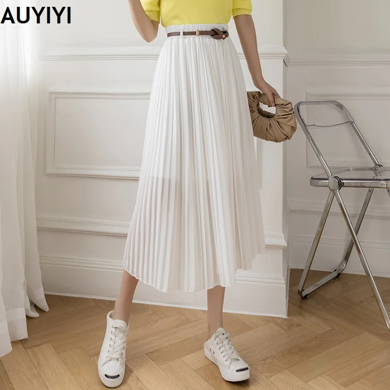 2021 Fashionable and comfortable female summer mid-length literary A-line thin organ pleated big chiffon pleated skirt AUYIYI
2021 Fashionable and comfortable female summer mid-length literary A-line thin organ pleated big chiffon pleated skirt AUYIYI