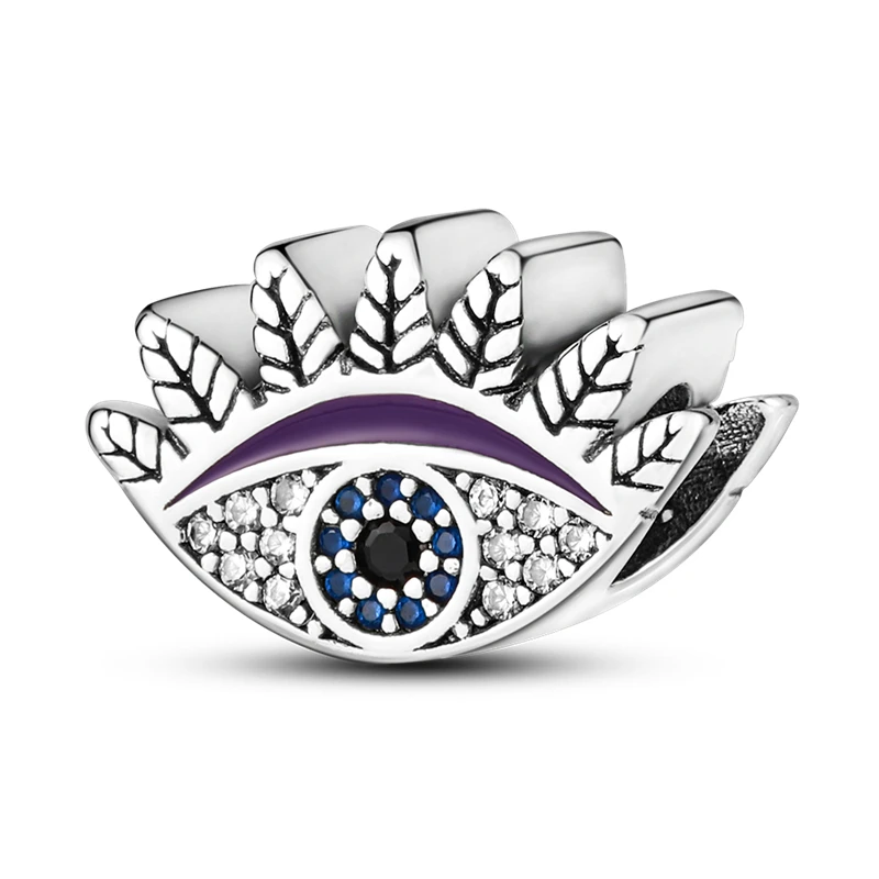

Серебряные бусины plata с подвесками ley 925 в виде демонического глаза подходят для оригинального браслета Pandora для женщин ювелирные изделия