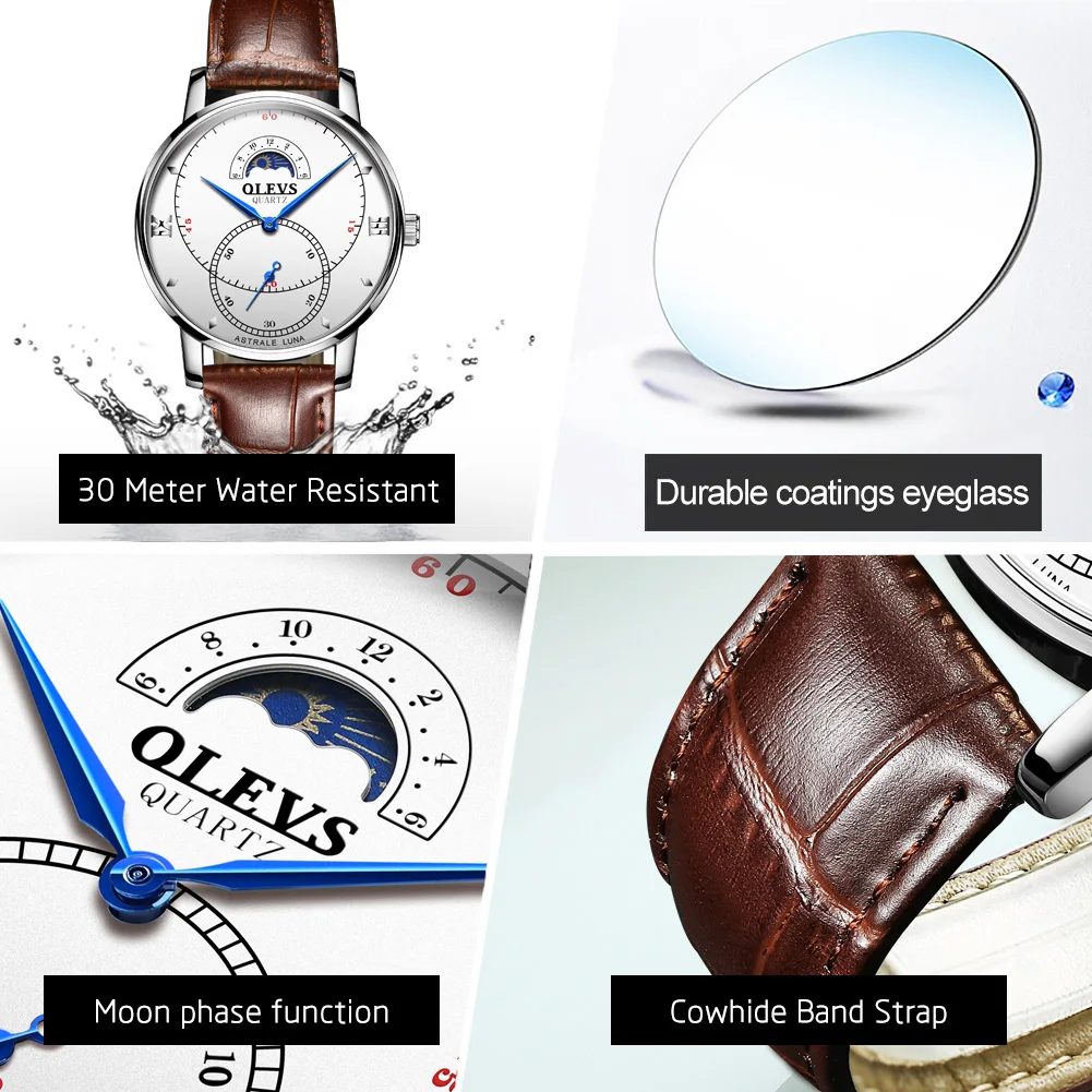 Genuine OLEVS 5874 Men Watch Easy Reader Date Brown Leather Strap Waterproof Casual Quartz Wristwatch Gifts for Men parejas
Genuine OLEVS 5874 Men Watch Easy Reader Date Brown Leather Strap Waterproof Casual Quartz Wristwatch Gifts for Men parejas