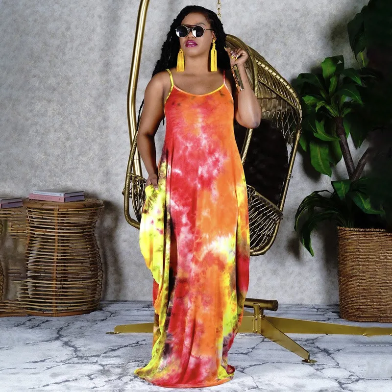 New Fashion Tie Dye Summer Sling Long Dress Loose Print Floral Plus Size Beach Dresses Robe
New Fashion Tie Dye Summer Sling Long Dress Loose Print Floral Plus Size Beach Dresses Robe