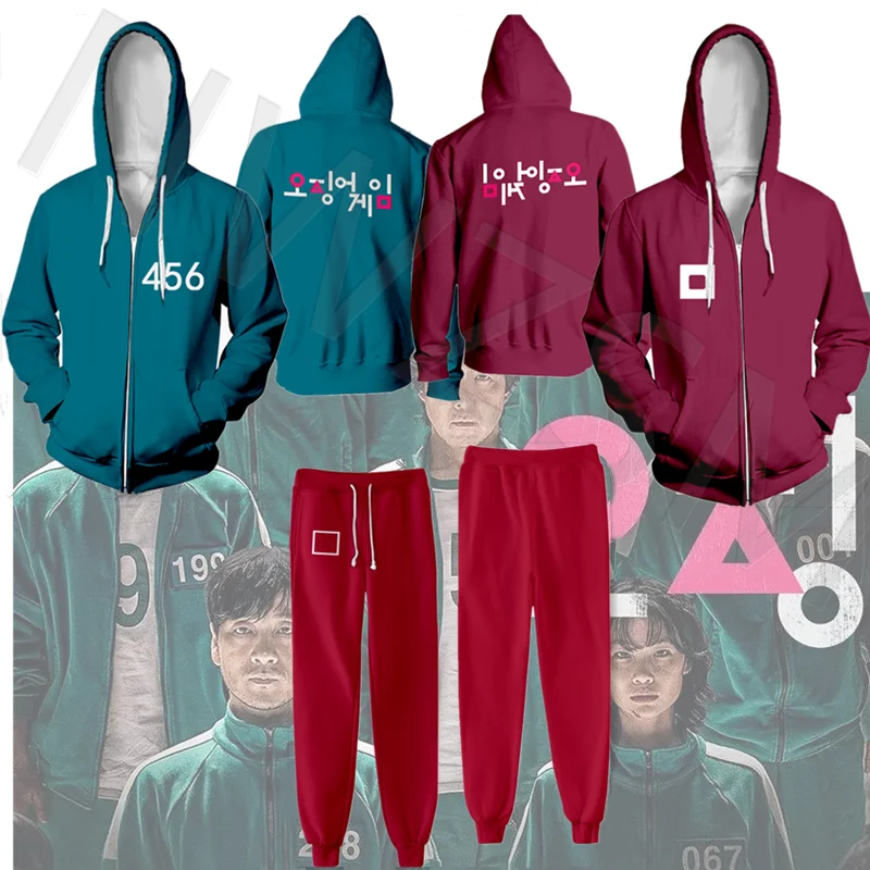 Корейская Телеигра кальмар Li Zhengjae, одинаковая спортивная одежда 456 года, толстовка с капюшоном на молнии, пальто, брюки, мужской и женский ко...
Корейская Телеигра кальмар Li Zhengjae, одинаковая спортивная одежда 456 года, толстовка с капюшоном на молнии, пальто, брюки, мужской и женский ко...