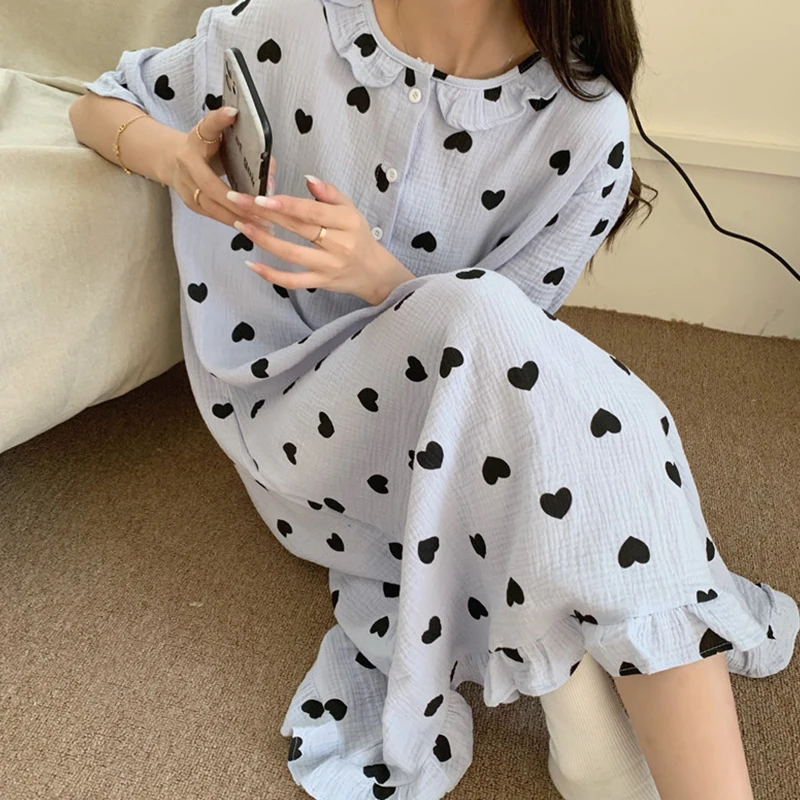2021 Spring/Summer New Cotton Soft Double Yarn Love Print Girl Round Neck Short Sleeve Casual Homewear Dress Pajamas
2021 Spring/Summer New Cotton Soft Double Yarn Love Print Girl Round Neck Short Sleeve Casual Homewear Dress Pajamas