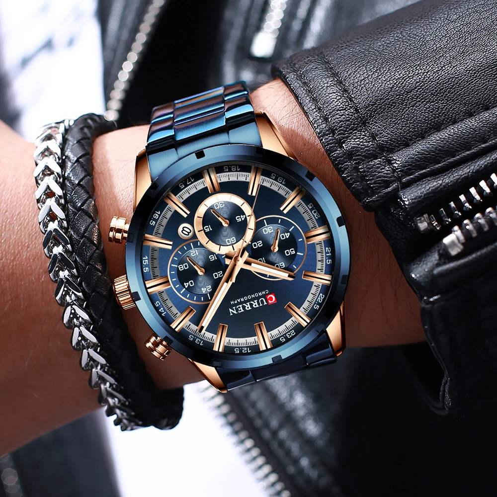 Men's Watch Blue Dial Stainless Steel Band Date Mens Business Male Watches Waterproof Luxuries Men Wrist Watches for Men
Men's Watch Blue Dial Stainless Steel Band Date Mens Business Male Watches Waterproof Luxuries Men Wrist Watches for Men