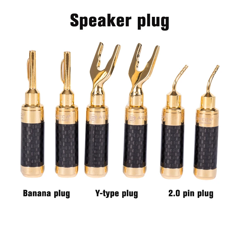 4pcs audiomeca speaker plug banana plug y plug 2.0 pin plug pure copper body carbon fiber shell
4pcs audiomeca speaker plug banana plug y plug 2.0 pin plug pure copper body carbon fiber shell