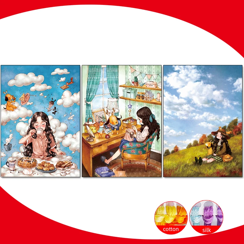 DMC 11CT Printed Cross Stitch Kits Youth girls and handmade girls smelling incense cloud girls Cross-Stitch DIY Cotton Thread
DMC 11CT Printed Cross Stitch Kits Youth girls and handmade girls smelling incense cloud girls Cross-Stitch DIY Cotton Thread