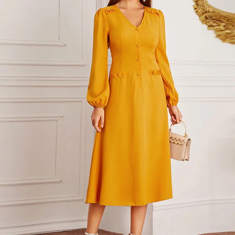 Vintage Women's Lantern V Neck Sleeve High Waist Long Dresses Ladies New Elegant Autumn Vestido Da Festa 2022
Vintage Women's Lantern V Neck Sleeve High Waist Long Dresses Ladies New Elegant Autumn Vestido Da Festa 2022