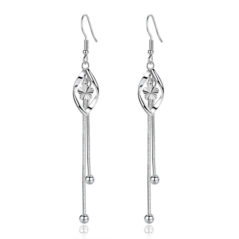 S925 Silver Earring Elegant Clover Water Wave Bead Tassels Drop Earring For Women Wedding Gift Lady Girl Fashion Jewelry
S925 Silver Earring Elegant Clover Water Wave Bead Tassels Drop Earring For Women Wedding Gift Lady Girl Fashion Jewelry