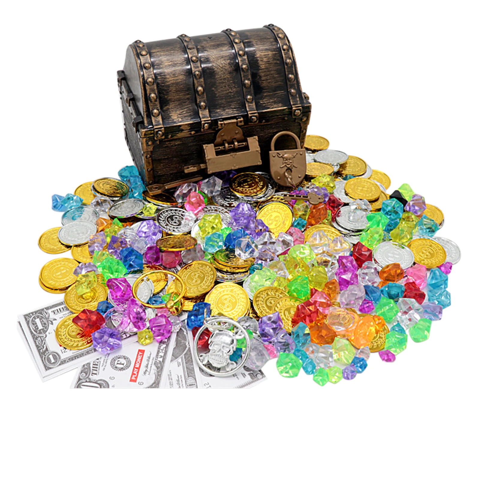 Props Party Favors Trinket Kids Toy Storage Box Pirate Treasure Chest With Lock Jewelry Home Decoration Rings Earrings Playset
Props Party Favors Trinket Kids Toy Storage Box Pirate Treasure Chest With Lock Jewelry Home Decoration Rings Earrings Playset