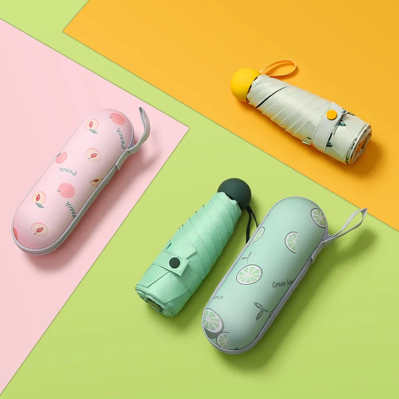 Mini Pocket Umbrella Sunshade Rain Sunny Capsule Portable Fruit series Cartoon 5 Folding Female Black Coating Anti UV Parasol
Mini Pocket Umbrella Sunshade Rain Sunny Capsule Portable Fruit series Cartoon 5 Folding Female Black Coating Anti UV Parasol