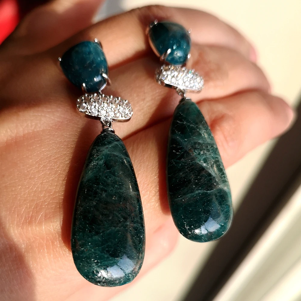 KQDANCE Green fluorite Orange pink Turquoise Blue apatite Amazonite Natural stones Earrings with 925 silver needle Jewelry 2021
KQDANCE Green fluorite Orange pink Turquoise Blue apatite Amazonite Natural stones Earrings with 925 silver needle Jewelry 2021