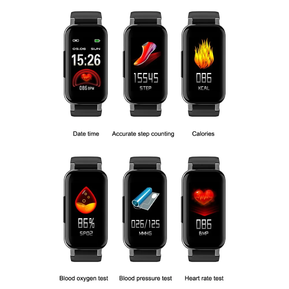 T89PRO 1.14inch Bluetooth Heart Rate Monitor Sports Smart Bracelet with Earbuds