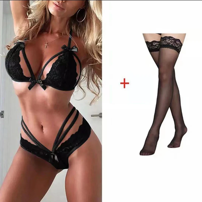 Sexy Lingerie Set Women Lace Strappy Push Up Bra Set Erotic Lingerie Porno Femme Erotic Plus Size Cotton Thongs(With socks)
Sexy Lingerie Set Women Lace Strappy Push Up Bra Set Erotic Lingerie Porno Femme Erotic Plus Size Cotton Thongs(With socks)