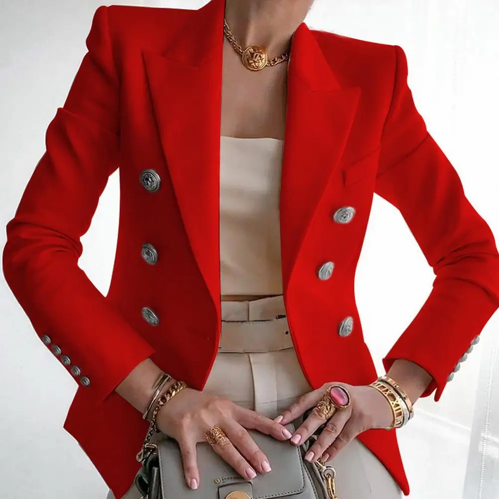 Ladies Jacket Double-breasted Lion Metal Button Jacket Slim Fit Gorgeous Jacket Ladies Office Suit
Ladies Jacket Double-breasted Lion Metal Button Jacket Slim Fit Gorgeous Jacket Ladies Office Suit