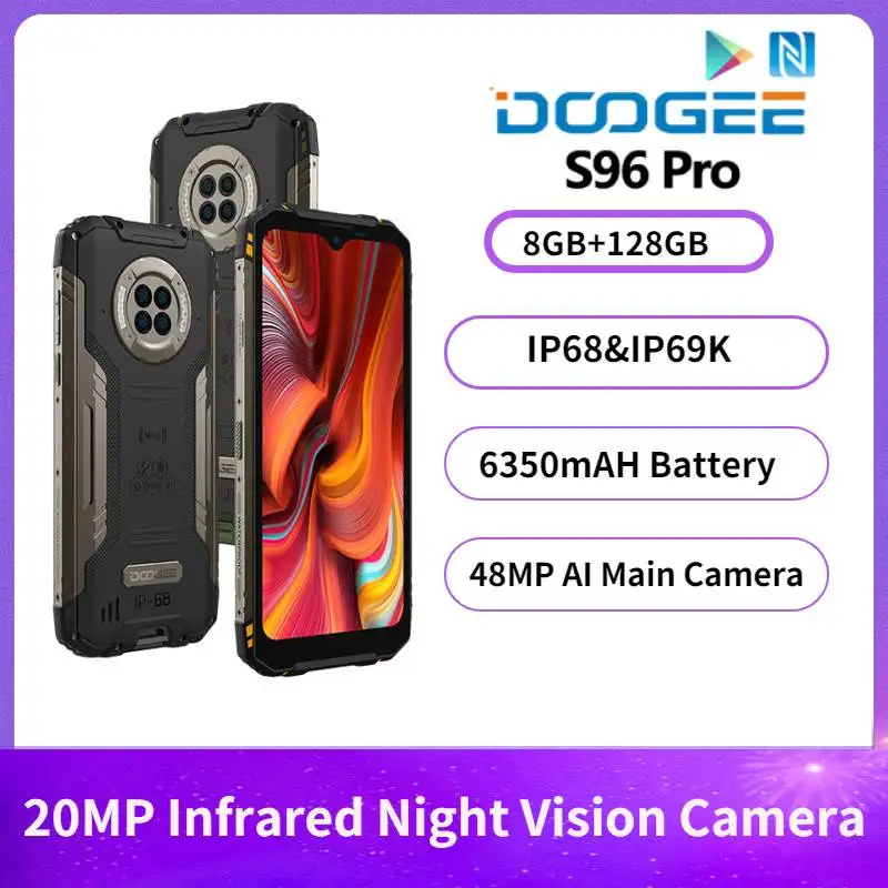DOOGEE S96 Pro 8GB 128GB Smartphone 48MP Round Quad Camera 20MP Infrared Night Vision Helio G90 Octa Core 6350mAh Battery NFC
DOOGEE S96 Pro 8GB 128GB Smartphone 48MP Round Quad Camera 20MP Infrared Night Vision Helio G90 Octa Core 6350mAh Battery NFC