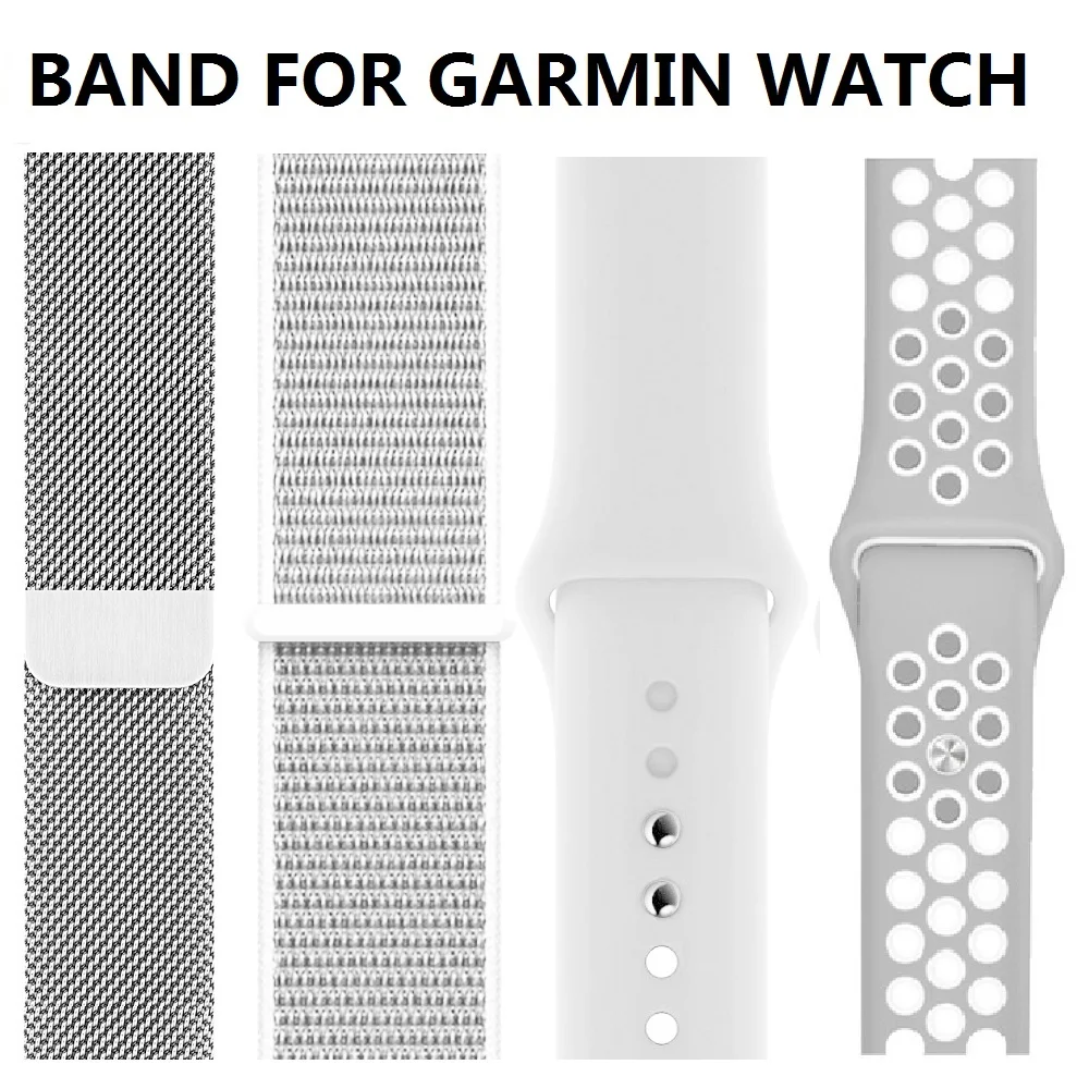 Nylon stainless steel Silicone Strap for Garmin vivoactive 3 vivomove3 HR Smart Wristband Forerunner 645 Music band | Наручные часы