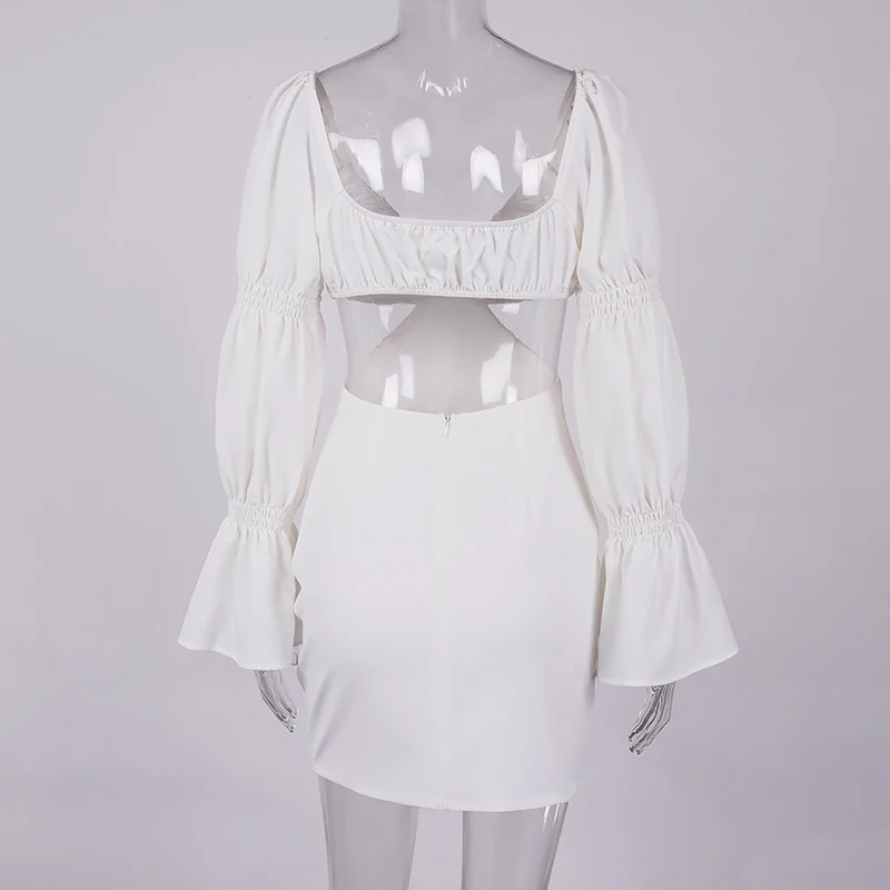 2021 Spring And Summer New Women's Deep V Sexy fluffy Sleeves Hollow Backpack Hip Skirt White Short Skirt Long Aleeve Dress.
2021 Spring And Summer New Women's Deep V Sexy fluffy Sleeves Hollow Backpack Hip Skirt White Short Skirt Long Aleeve Dress.