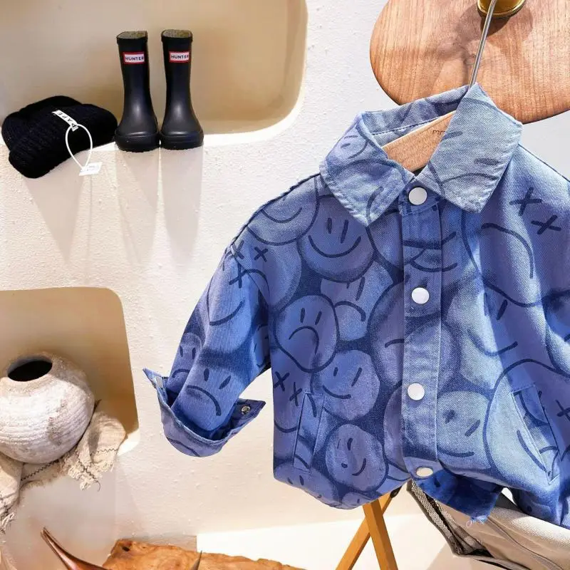2021 New Children Shirts Coat For Boys Loose Casual Jacket Fashion Smiley Print Girls Coat 1-7 Year Kids Cardigan Jacket
2021 New Children Shirts Coat For Boys Loose Casual Jacket Fashion Smiley Print Girls Coat 1-7 Year Kids Cardigan Jacket
