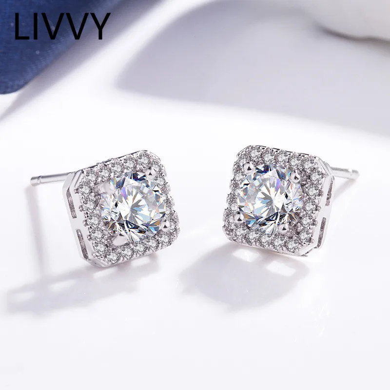 LIVVY Silver Color Square Zircon Stud Earrings New Fashion Luxury for Women Christmas Gift Korean Jewelry Accessories
LIVVY Silver Color Square Zircon Stud Earrings New Fashion Luxury for Women Christmas Gift Korean Jewelry Accessories