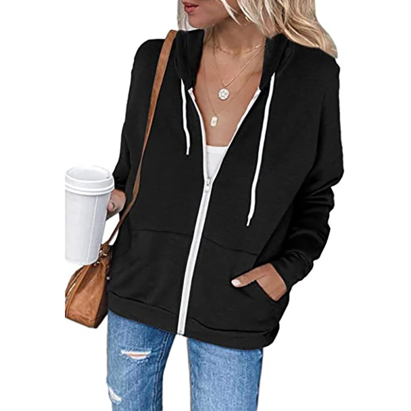 Long Sleeve Hooded Sweater Fashion Drawstring Zipper Cardigan Top Hooded Long Sleeves Pockets Jackets Female Drawstring Coats
Long Sleeve Hooded Sweater Fashion Drawstring Zipper Cardigan Top Hooded Long Sleeves Pockets Jackets Female Drawstring Coats