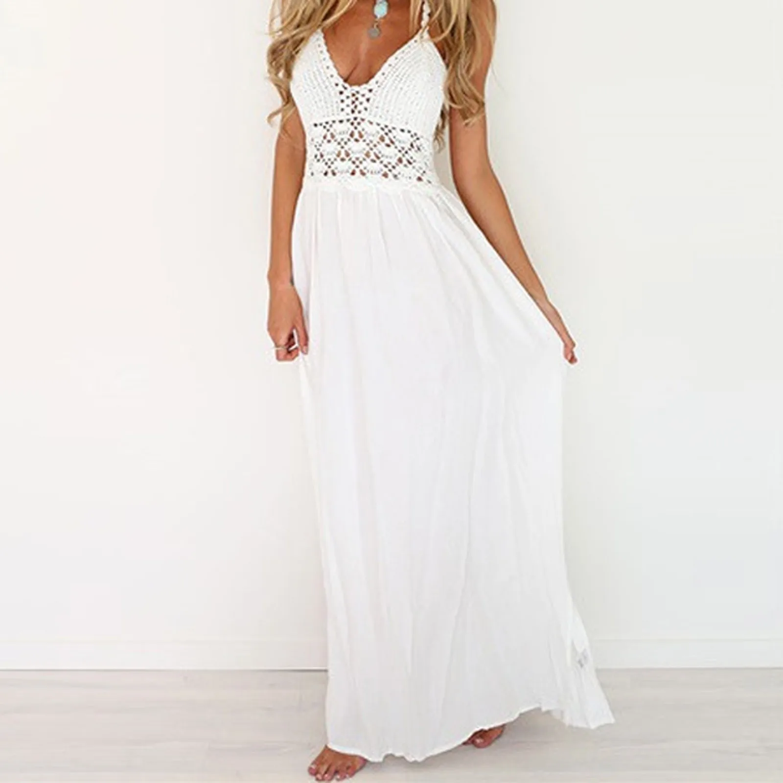 Dress Women Summer Solid Color Slim Long Dress Solid Sleeveless Spaghetti Strap Beach Dress Sexy Backless White Dress Vestidos
Dress Women Summer Solid Color Slim Long Dress Solid Sleeveless Spaghetti Strap Beach Dress Sexy Backless White Dress Vestidos