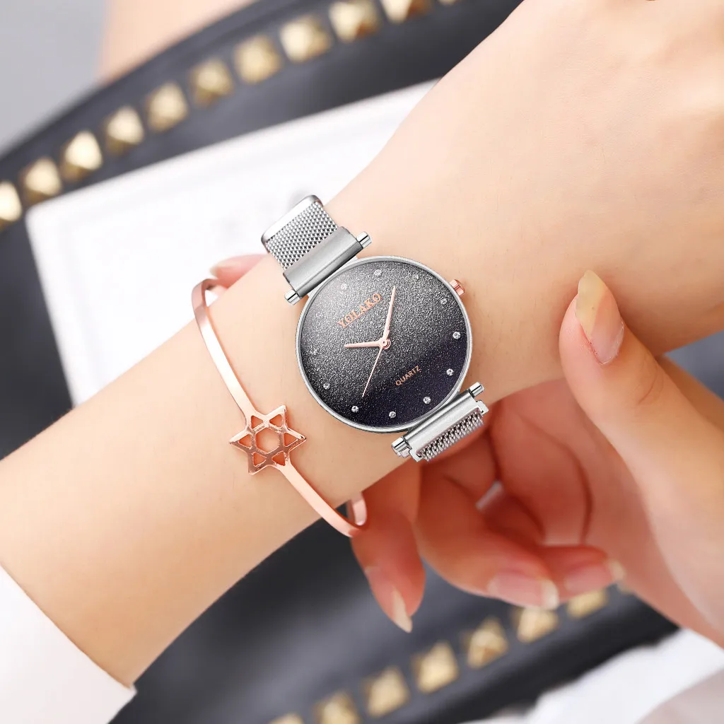 Women fashion watches 2021 YOLAKO Casual Stainless Steel band Women Magnet Buckle exquisite Starlight gradients Color Watch
Women fashion watches 2021 YOLAKO Casual Stainless Steel band Women Magnet Buckle exquisite Starlight gradients Color Watch