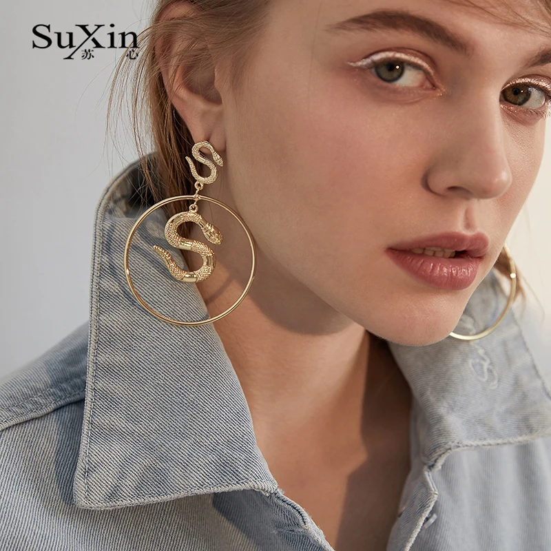 SuXin earrings 2020 new simple retro snake-shaped round earrings for women long alloy pendant earrings jewelry gift
SuXin earrings 2020 new simple retro snake-shaped round earrings for women long alloy pendant earrings jewelry gift