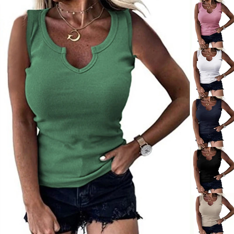 2021 Summer Fashion New Tight Fitting Threaded Casual V-Neck Sleeveless Vest T-Shirt Women Plus Size Tank Tops Female Clothing
2021 Summer Fashion New Tight Fitting Threaded Casual V-Neck Sleeveless Vest T-Shirt Women Plus Size Tank Tops Female Clothing
