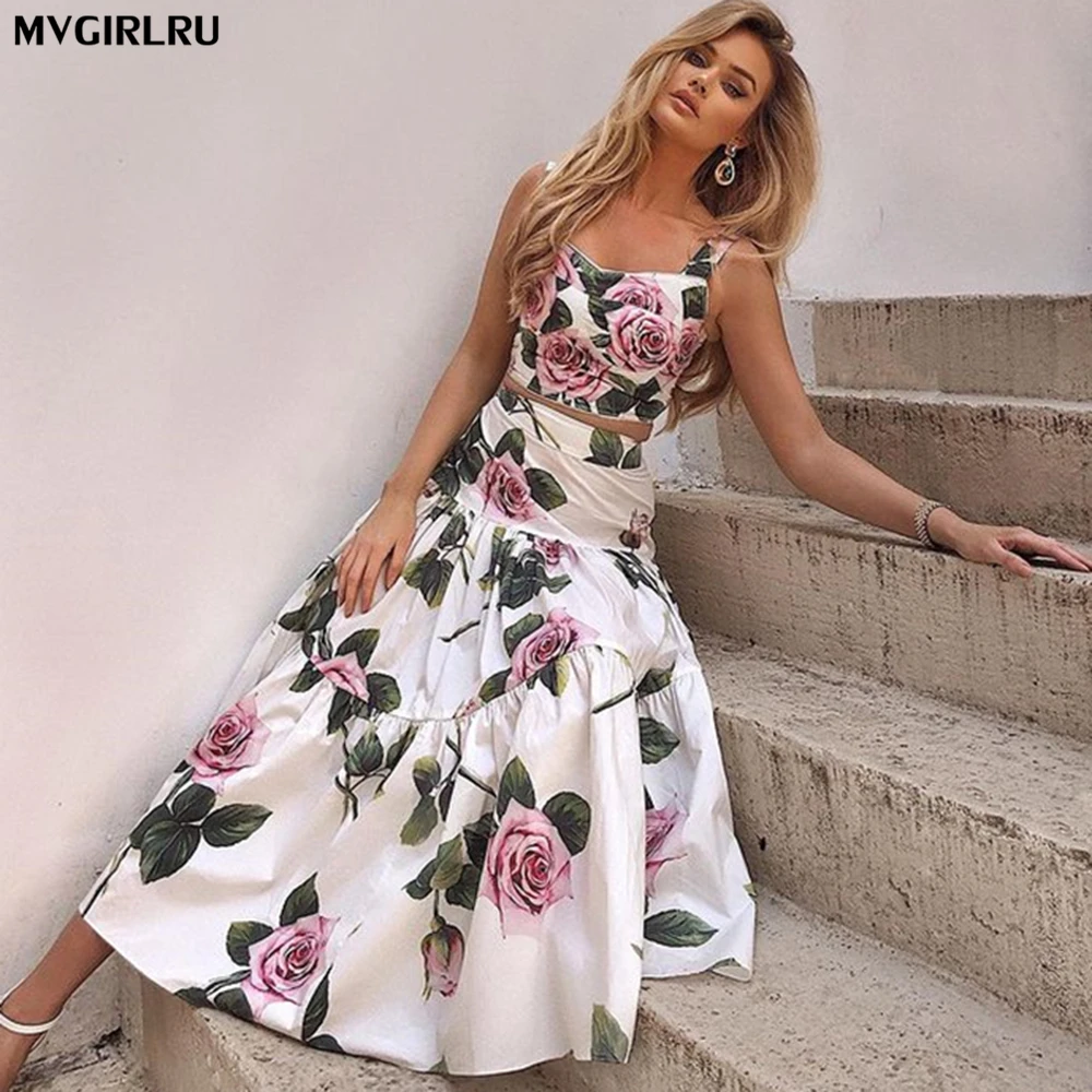 MVGIRLRU High-End Summer Cotton White Rose Flower Print Skirt Suit Sexy Camis Corset + Long Skirt Custom Two Piece Set
MVGIRLRU High-End Summer Cotton White Rose Flower Print Skirt Suit Sexy Camis Corset + Long Skirt Custom Two Piece Set