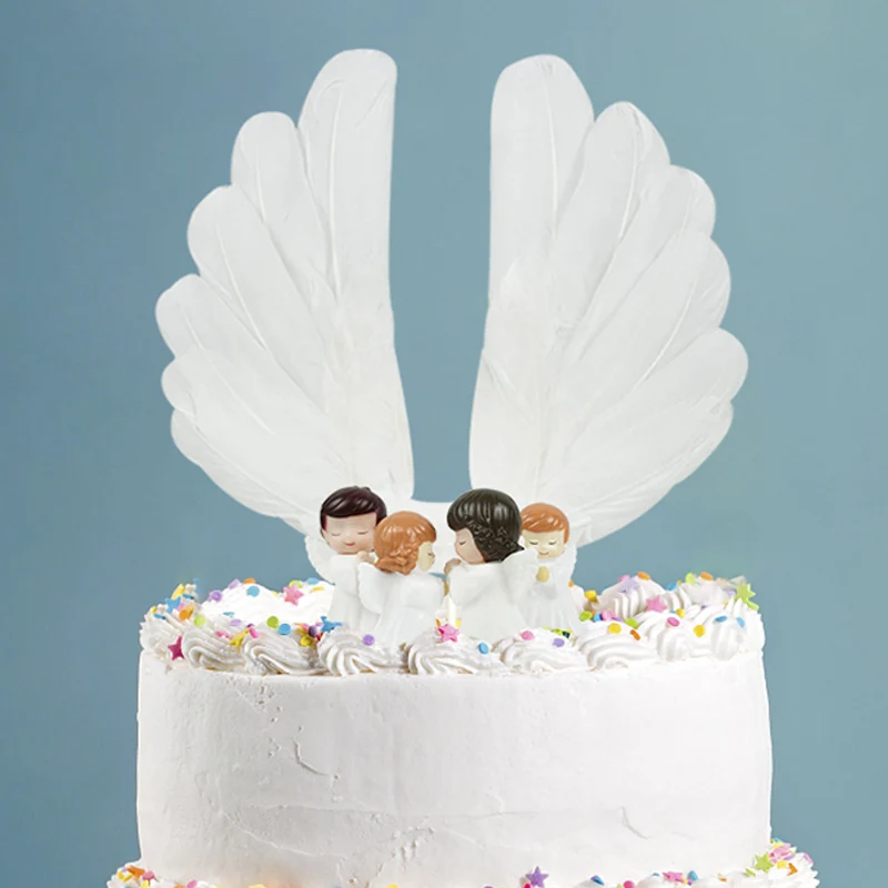 

Топперы для торта, 1 шт., ангельские крылья из перьев, для детского праздника, свадьбы, дня рождения, Дня Святого Валентина, юбилея, украшения ...