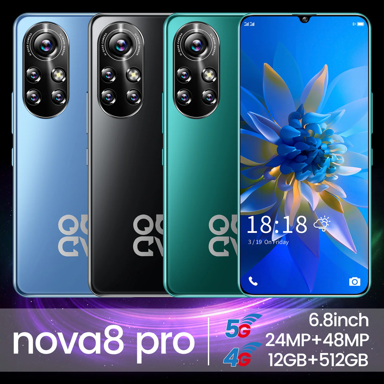 Nova8 Pro 2021 Global Smartphone 11Core 6.8Inch HD 2280*3200 5G Cellphone 8GB+128GB 24MP+48MP 6500Mah Android 11 Smartphones
Nova8 Pro 2021 Global Smartphone 11Core 6.8Inch HD 2280*3200 5G Cellphone 8GB+128GB 24MP+48MP 6500Mah Android 11 Smartphones