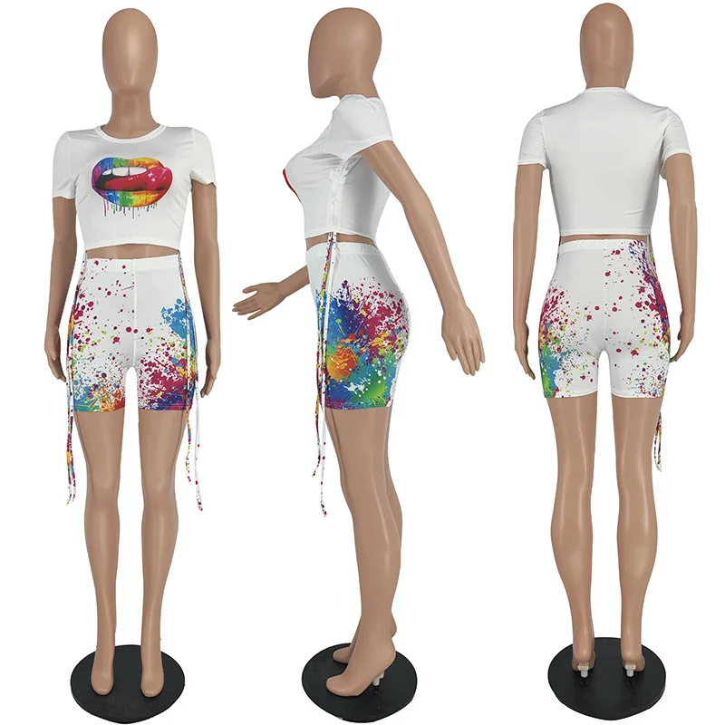 Summer Two Piece Set Women Outfits Crop Top and Pant Suit Casual Tracksuit Bodycon Fashion Lips Biker Shorts Sets Dropshipping
Summer Two Piece Set Women Outfits Crop Top and Pant Suit Casual Tracksuit Bodycon Fashion Lips Biker Shorts Sets Dropshipping