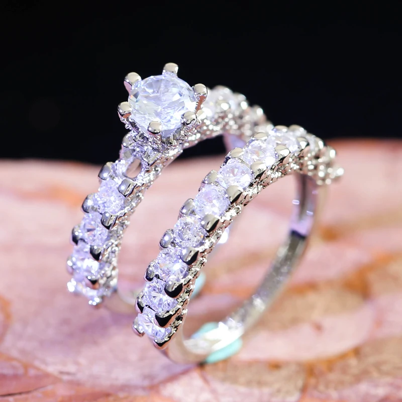2pcs/set Silver Plated White CZ Stone Ring For Women Girls Wedding Party Engagement Couple Rings Delicate Jewelry Gift
2pcs/set Silver Plated White CZ Stone Ring For Women Girls Wedding Party Engagement Couple Rings Delicate Jewelry Gift