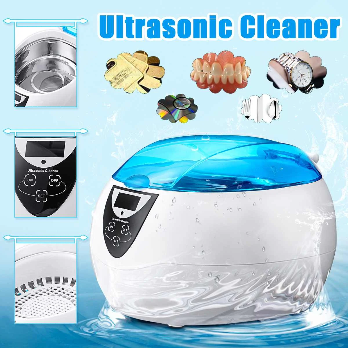 50W 750ml Ultrasonic Cleaner Bath Jewelry Parts Glasses Manicure Stones Cutters Dental Razor Brush Ultrasound Sonic Cleaner
50W 750ml Ultrasonic Cleaner Bath Jewelry Parts Glasses Manicure Stones Cutters Dental Razor Brush Ultrasound Sonic Cleaner