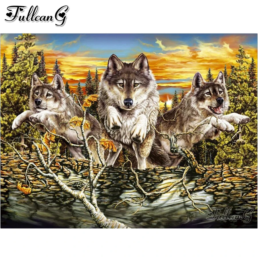 FULLCANG Three wolves autumn 5d diy diamond painting cross stitch animal full square round rhinestone embroidery kits FG0225
FULLCANG Three wolves autumn 5d diy diamond painting cross stitch animal full square round rhinestone embroidery kits FG0225