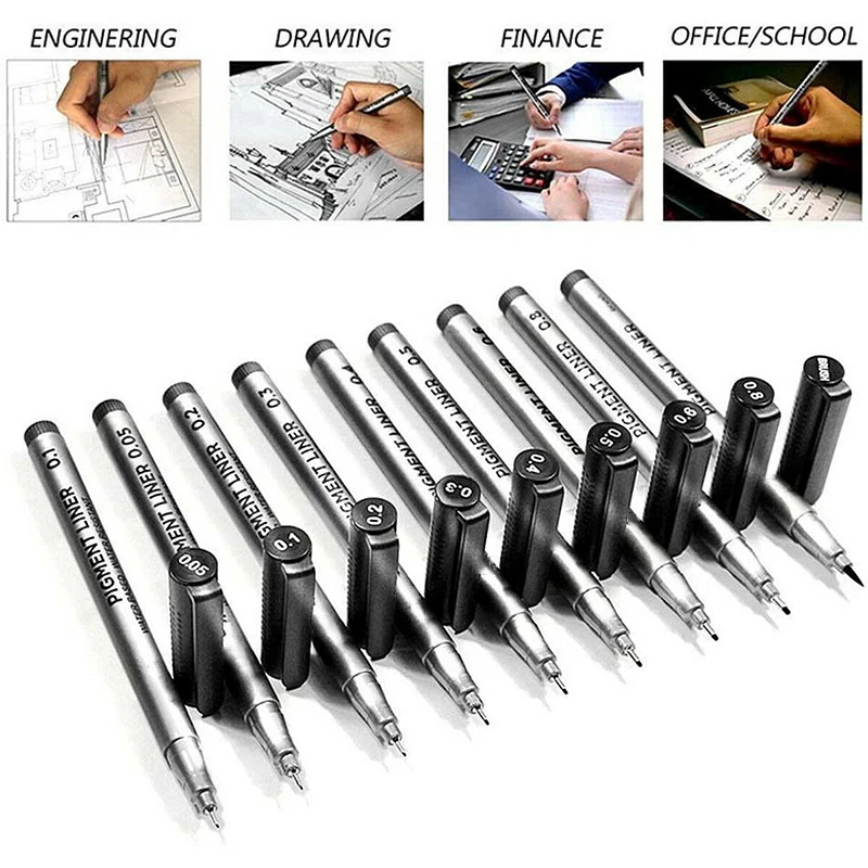 9Pcs Fineliner Pen Set Waterproof Fineliner Ink Micro Black Pens for Art Sketching Writing Manga Drawing Pen School Stationery
9Pcs Fineliner Pen Set Waterproof Fineliner Ink Micro Black Pens for Art Sketching Writing Manga Drawing Pen School Stationery