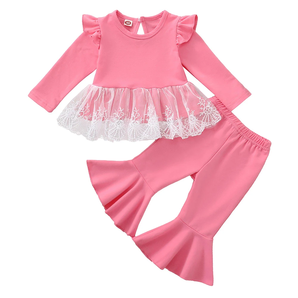 Newborn Baby Girls Fashion Pullover Solid Long Sleeve Round Neck Cotton Lace Mesh Patchwork Tops Flares Long Pant Two Piece Set
Newborn Baby Girls Fashion Pullover Solid Long Sleeve Round Neck Cotton Lace Mesh Patchwork Tops Flares Long Pant Two Piece Set