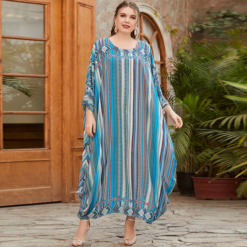 Ethnic style African plus size skirt prayer clothes loose striped print Muslim Ramadan costume bat sleeve robe Egypt Dubai dress
Ethnic style African plus size skirt prayer clothes loose striped print Muslim Ramadan costume bat sleeve robe Egypt Dubai dress