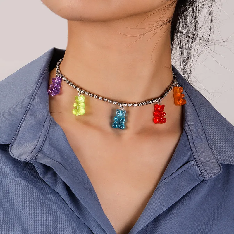Candy Color Crystal Chain Gummy Mini Bear Chain Necklaces for Women Cute Crtoon Animal Pendants Jewelry Femme Bijoux Collare
Candy Color Crystal Chain Gummy Mini Bear Chain Necklaces for Women Cute Crtoon Animal Pendants Jewelry Femme Bijoux Collare