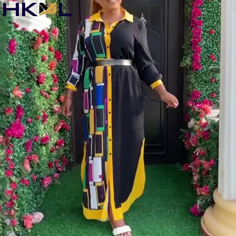 Women's Dress Long Sleeve Single-breasted Robe Digital Printing Color Contrast Splicing Lapel African Style 2021
Women's Dress Long Sleeve Single-breasted Robe Digital Printing Color Contrast Splicing Lapel African Style 2021