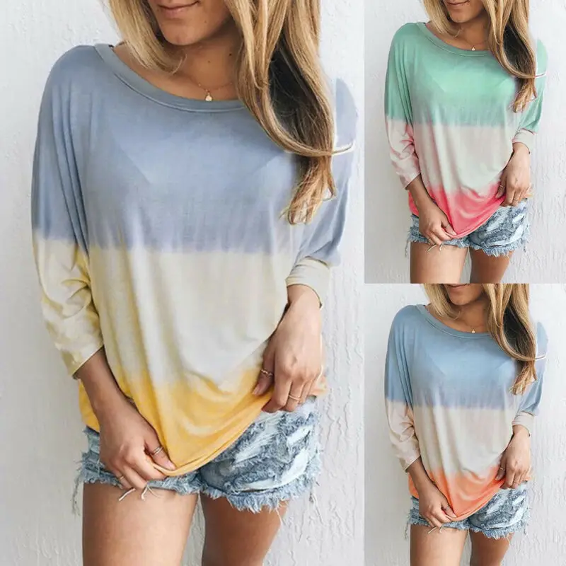 Модная Женская Туника Hirigin, блузка с длинным рукавом и градиентом радуги, топы, повседневная одежда с принтом 
Модная Женская Туника Hirigin, блузка с длинным рукавом и градиентом радуги, топы, повседневная одежда с принтом