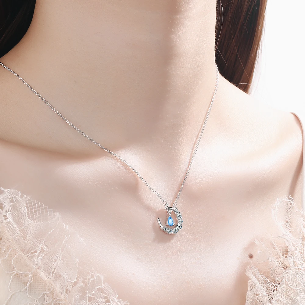 MEEKCAT Star Moon Tassel Pendant Blue Crystal 925 Sterling Silver Clavicle Chain Female Necklace Colar de Prata SNE416
MEEKCAT Star Moon Tassel Pendant Blue Crystal 925 Sterling Silver Clavicle Chain Female Necklace Colar de Prata SNE416