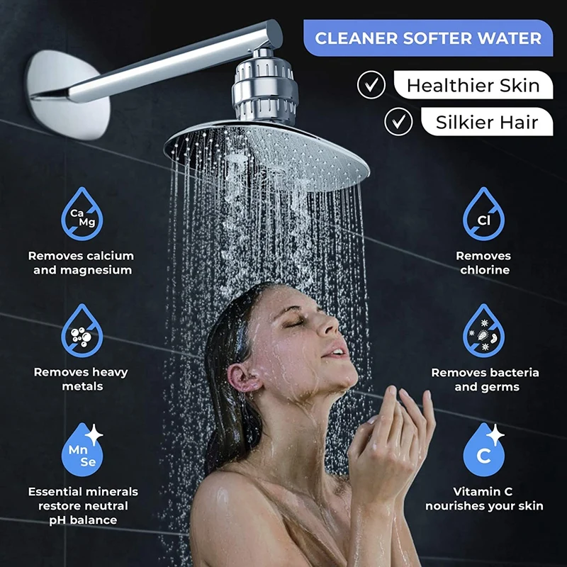 15 Stage Universal Shower Water Filter Cartridges (4 Pack) Removes Chlorine, Microorganisms, Hard Water - Replacement
15 Stage Universal Shower Water Filter Cartridges (4 Pack) Removes Chlorine, Microorganisms, Hard Water - Replacement