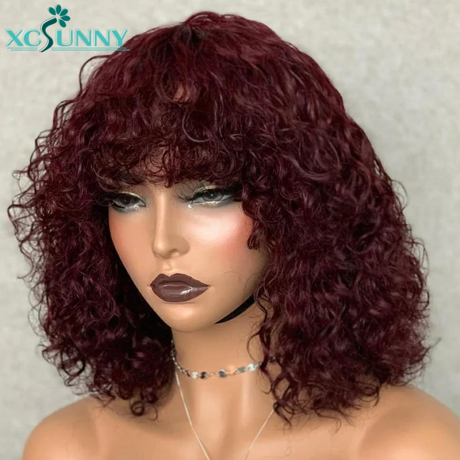 Colored 99J Curly Wig Human Hair Wig With Bangs Red Full Machine Made O Scalp Top Wig Remy Brazilian 16" 200% For Women xcsunny
Colored 99J Curly Wig Human Hair Wig With Bangs Red Full Machine Made O Scalp Top Wig Remy Brazilian 16" 200% For Women xcsunny