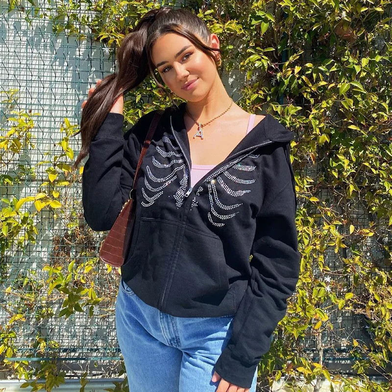 Y2K Rhinestone Skeleton Zip Up Oversized Sweatshirts 2021 Autumn Goth Hoodies Women Grunge Hooded Sweatshirt Streetwear
Y2K Rhinestone Skeleton Zip Up Oversized Sweatshirts 2021 Autumn Goth Hoodies Women Grunge Hooded Sweatshirt Streetwear
