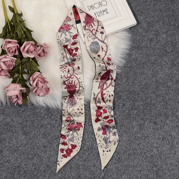 Spring exotic parrot printing versatile simulation silk scarf binding bag handle small ribbon scarf headscarf wholesale
Spring exotic parrot printing versatile simulation silk scarf binding bag handle small ribbon scarf headscarf wholesale