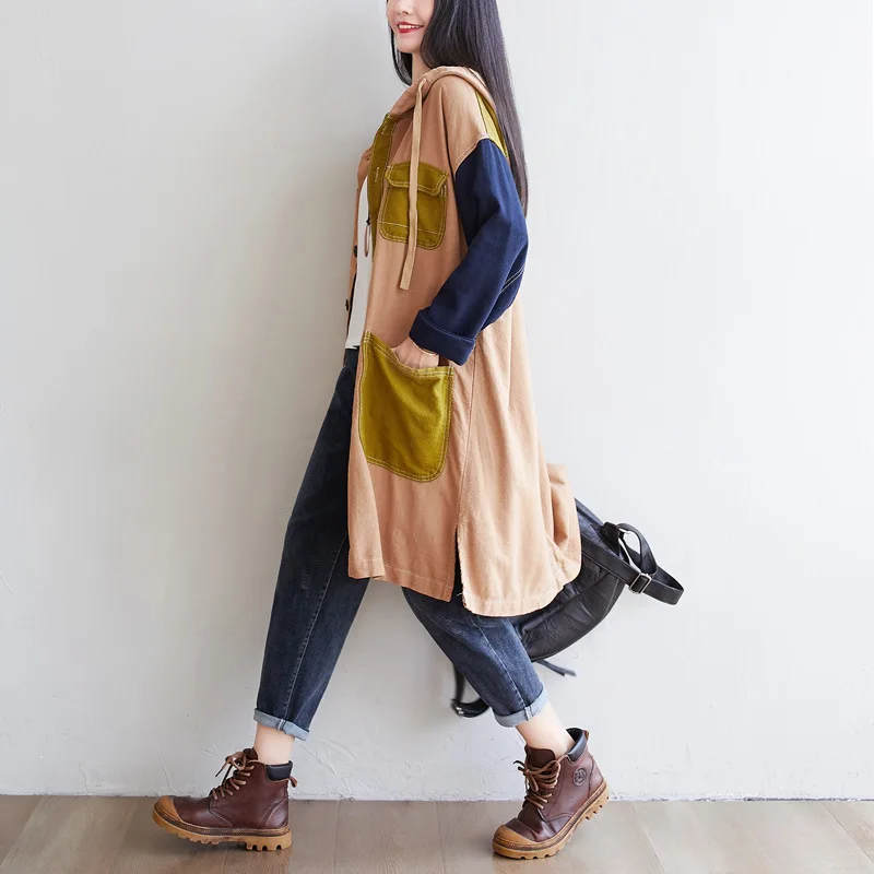 The spring and autumn period and the character of long hooded cardigan coat loose big yards hit wind coat womens fashion casual
The spring and autumn period and the character of long hooded cardigan coat loose big yards hit wind coat womens fashion casual
